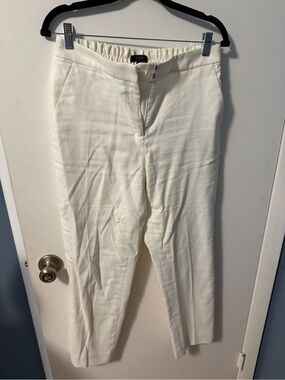 J.Crew Ivory Linen Cropped Pant